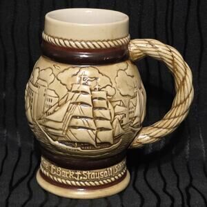 Avon 1982 Bark Staysail Schooner Beer Stein Mug Nautical Ship Ceramarte Brazil